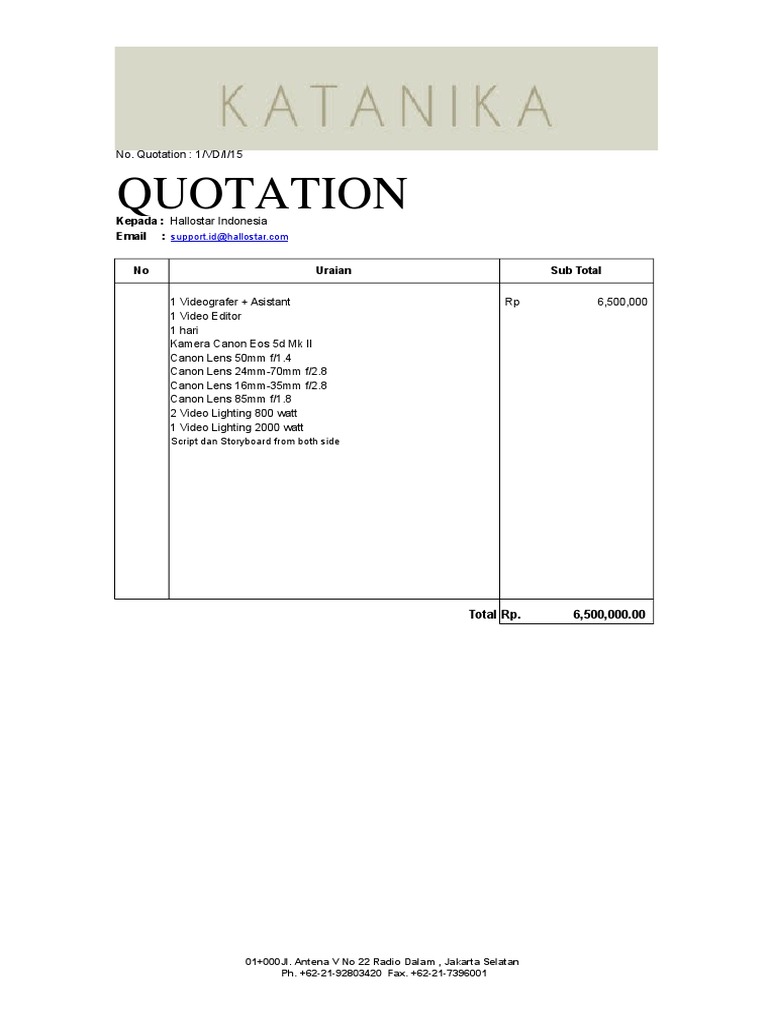 Videographer and Editing Quotation | PDF