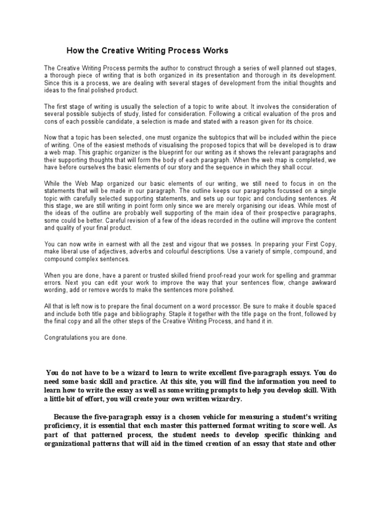 Creative Writing Process  PDF  Paragraph  Essays