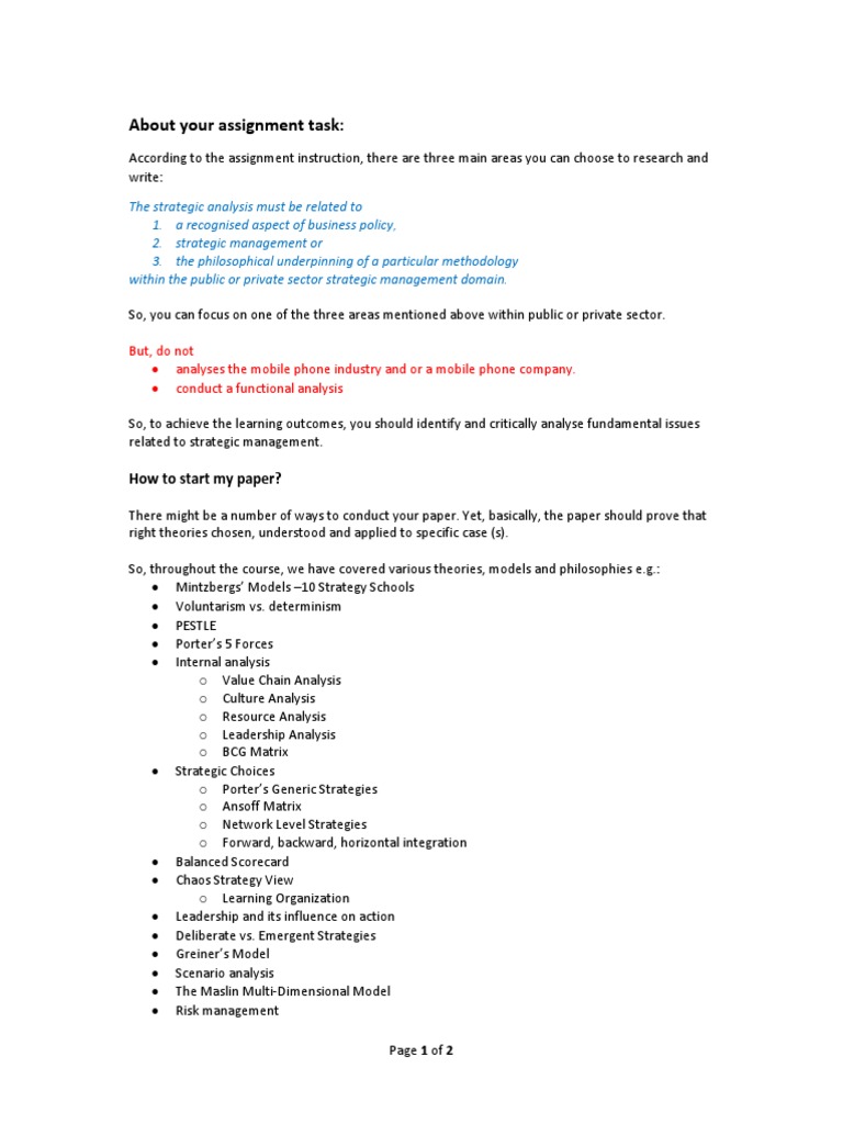 Strategic Management Assignment Guide | PDF