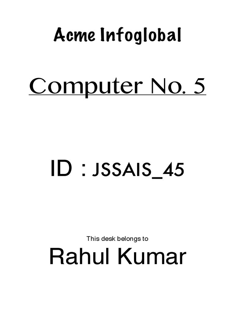 Acme Infoglobal: Computer No. 5 | PDF