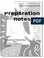 Preparation Notes: Educational /school Year 201 /201 Teacher's Name: . Classes