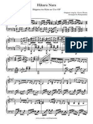 ☆ 四月是你的謊言 - Hikaru Nara, Sheet Music, Piano Score Free PDF Download