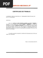 Modelo Certificado de Trabajo