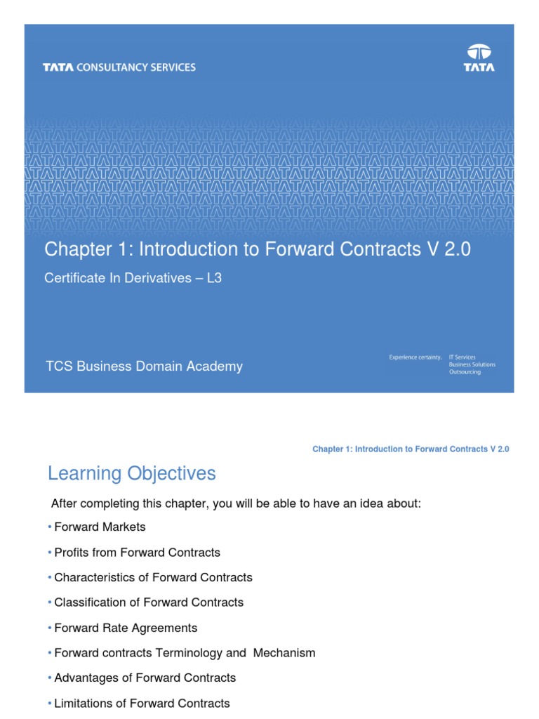 Chapter 1 - Introduction To Forward Contracts - PPT PDF | PDF