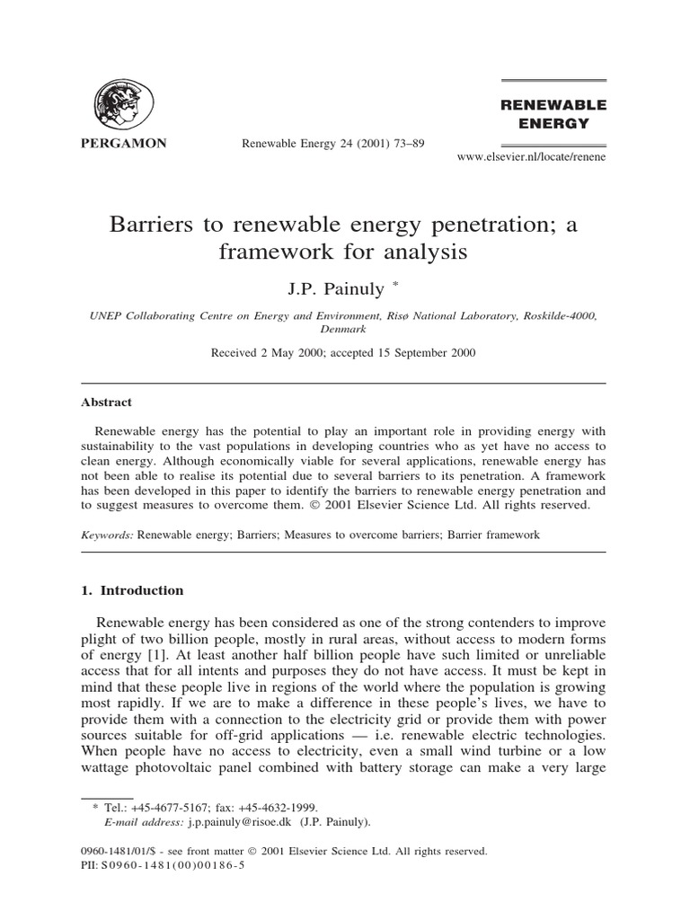 Barriers To Renewable Energy Penetration | PDF | Renewable Energy ...