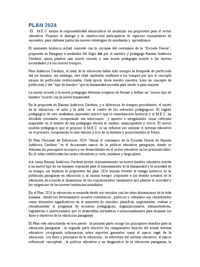 Plan 2024 PDF Población Paraguay