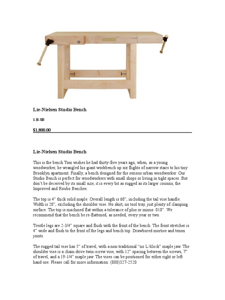 Lie nielsen workbench best sale