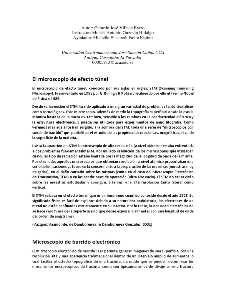 El Microscopio de Efecto Túnel | PDF | Microscópio electrónico ...