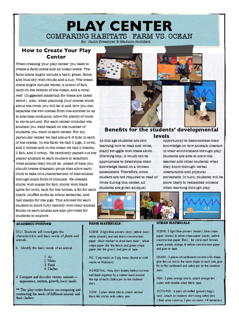 Play Center Handout | PDF | Coral Reef | Nature