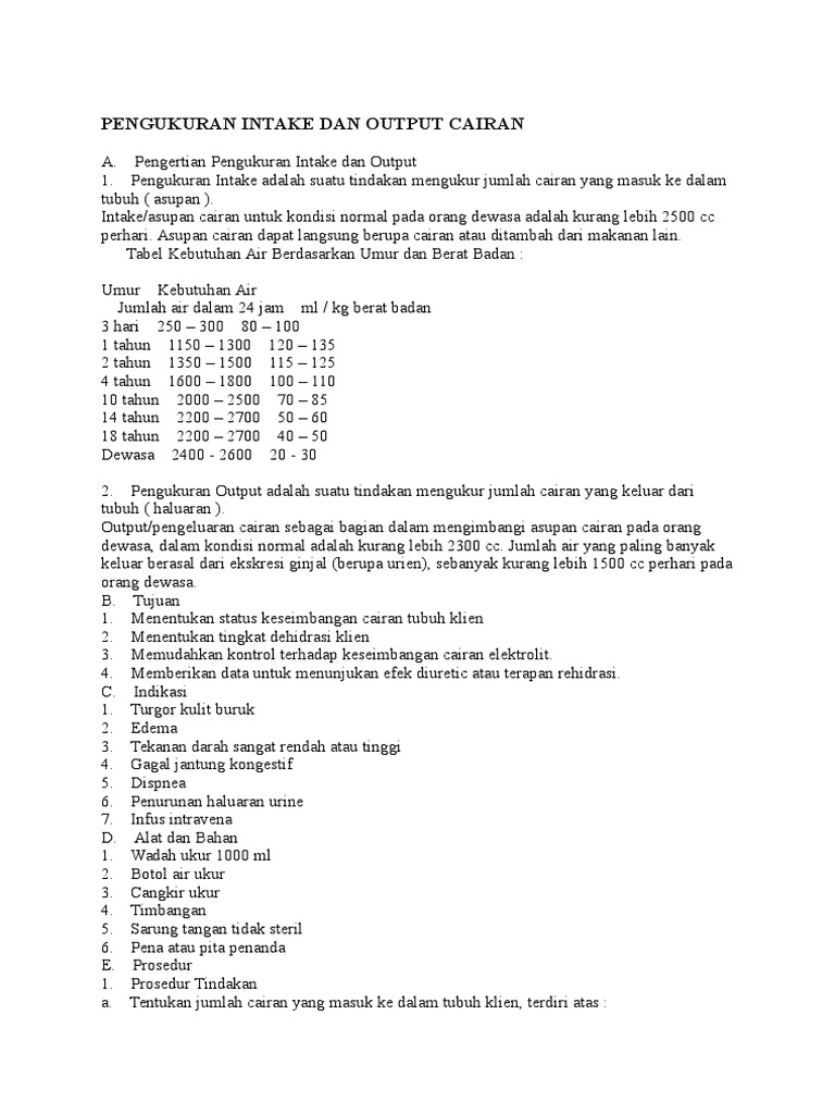 Pengukuran Intake Dan Output Cairan