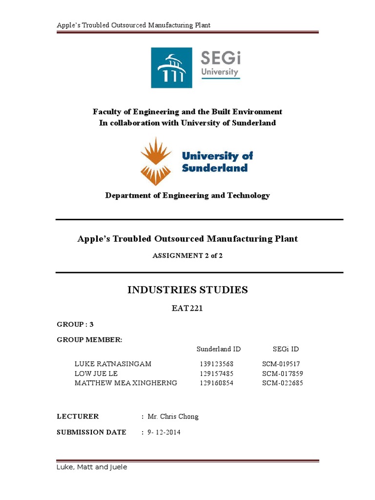 Apple Report | Outsourcing | Apple Inc.