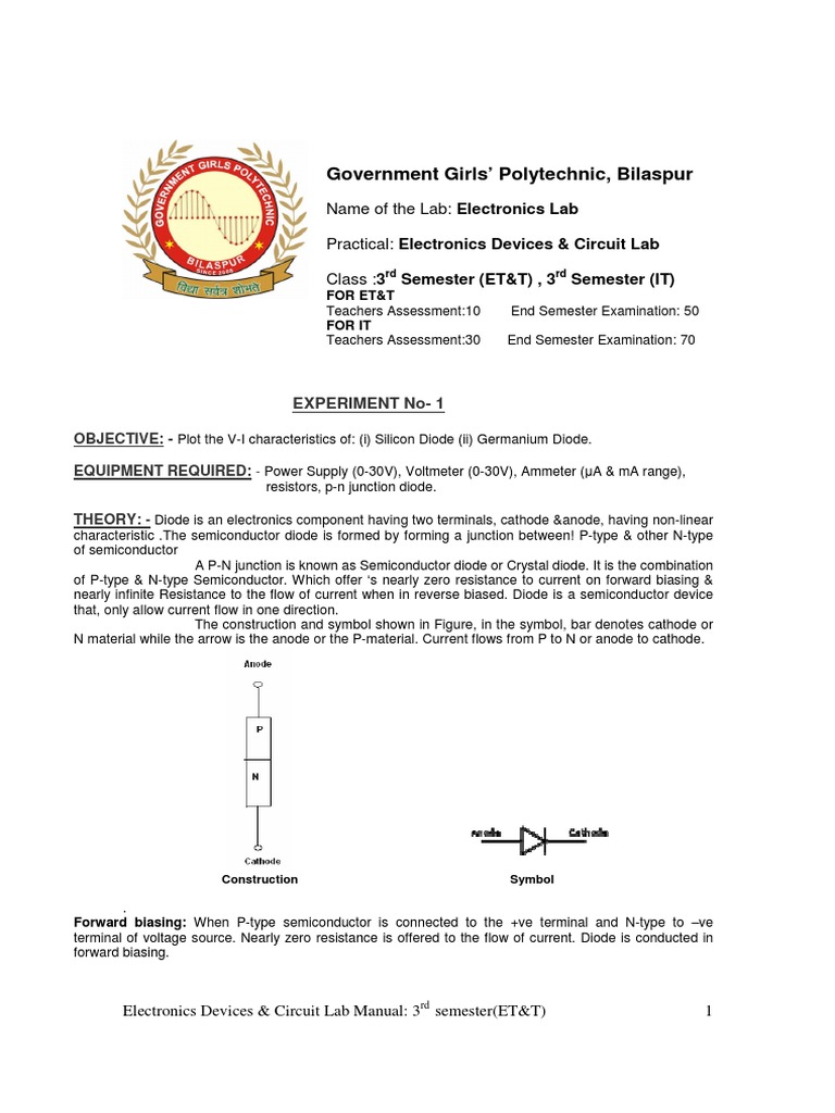 Electronics Lab Manual for 3rd Sem | PDF | Field Effect Transistor ...