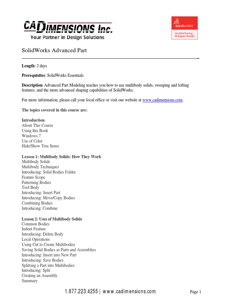Advanced SolidWorks Part Modeling | PDF
