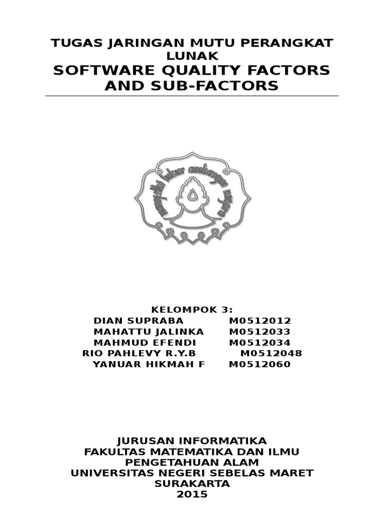 Software Quality Factors and Subfactors | PDF | Komputer