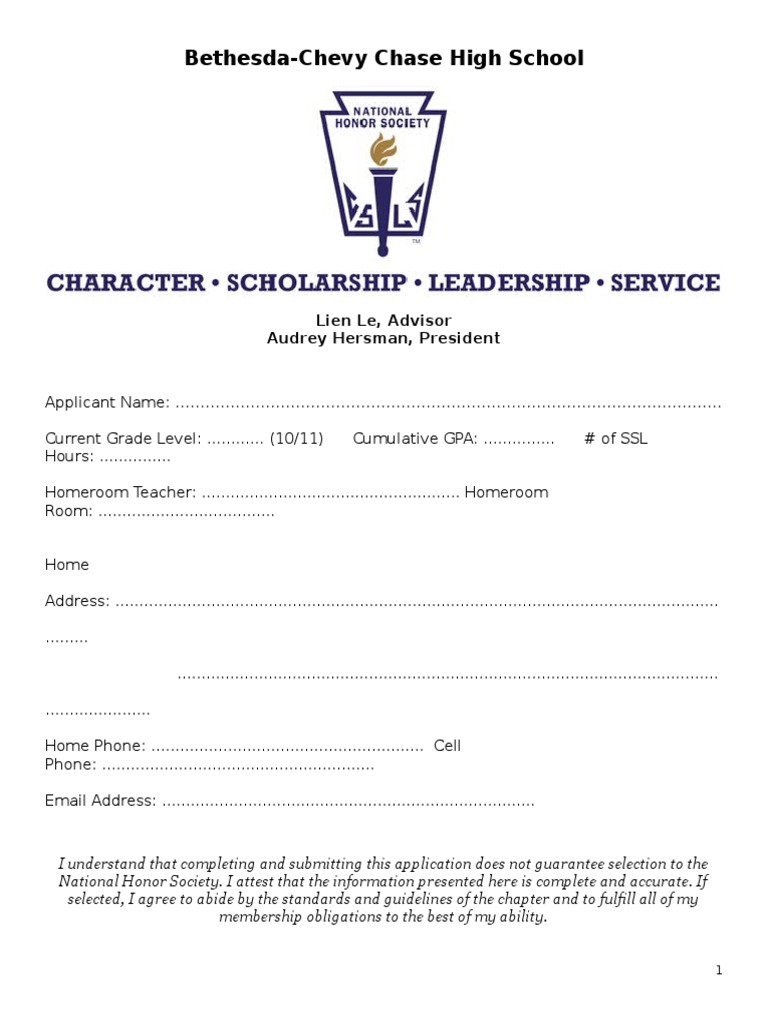 NHS Application Guide for BCC High | PDF | Leadership | Business