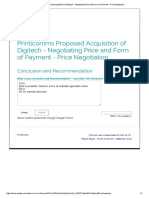 Printicomms Proposed Acquisition of Digitech - Negotiating Price and Form of Payment - Price Negotiation