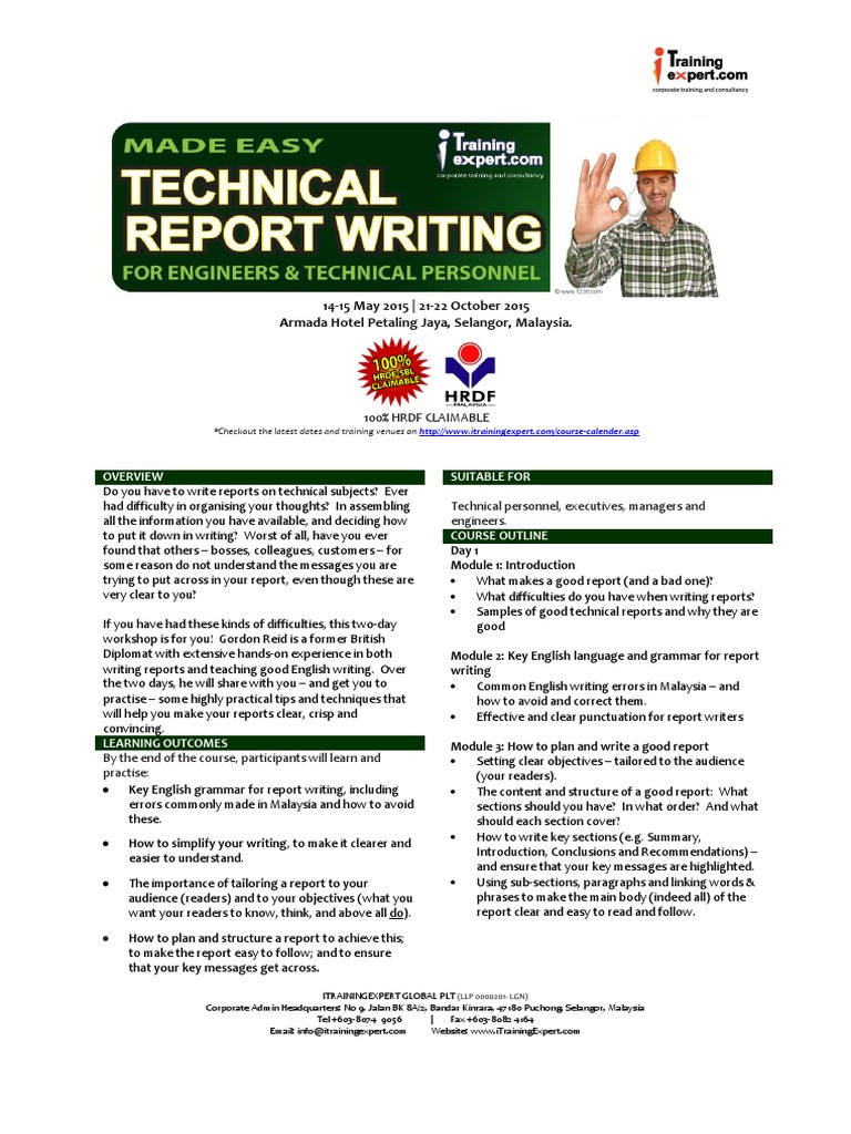 Technical report writing for engineers course picture