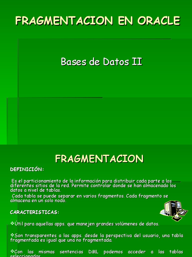 Fragmentación de Datos en Oracle | PDF | Tecnología