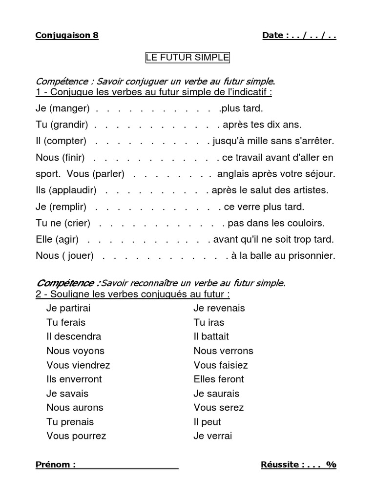 Comment Conjuguer Un Verbe Au Futur Antérieur 8 Le Futur Simple | PDF | Philologie | Arts du langage et discipline
