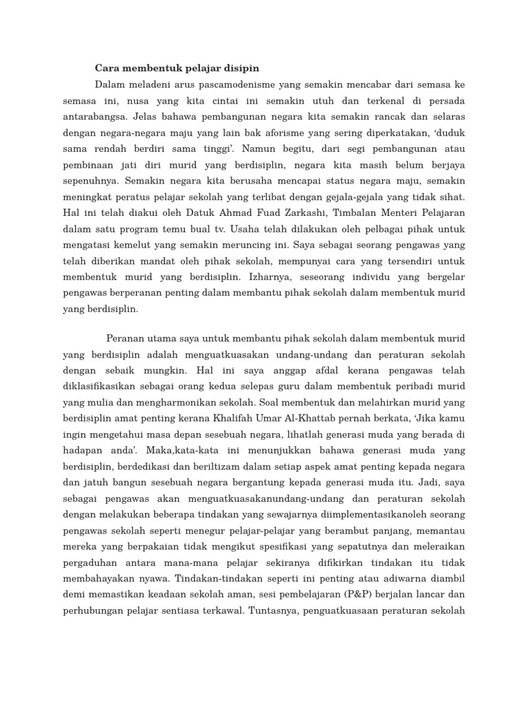 Karangan Cara Membentuk Pelajar Disiplin Pdf