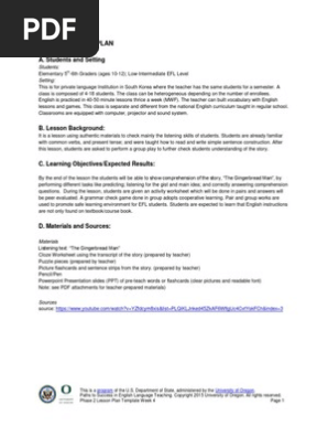 The Gingerbread Man EFL Lesson Plan