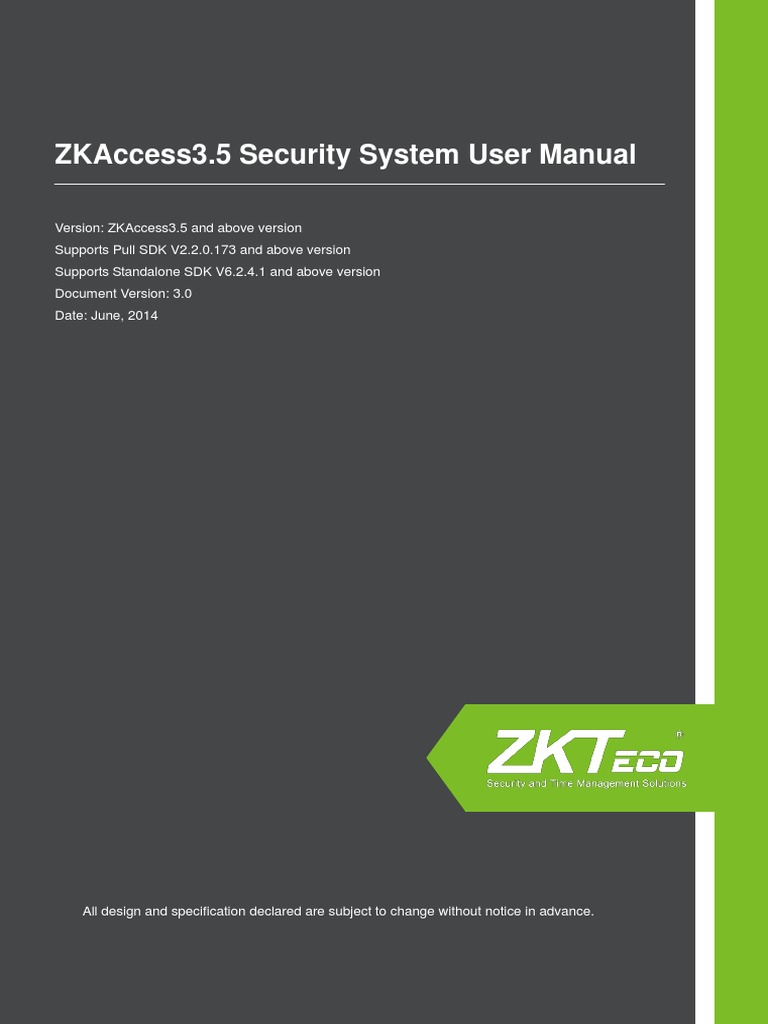 ZKAccess3.5 Security System User Manual V3.0 PDF Access Control Ip Address