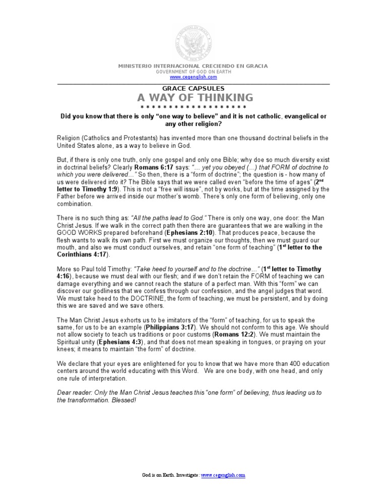 One Form of Thinking | PDF | Grace In Christianity | Epistle To The Romans