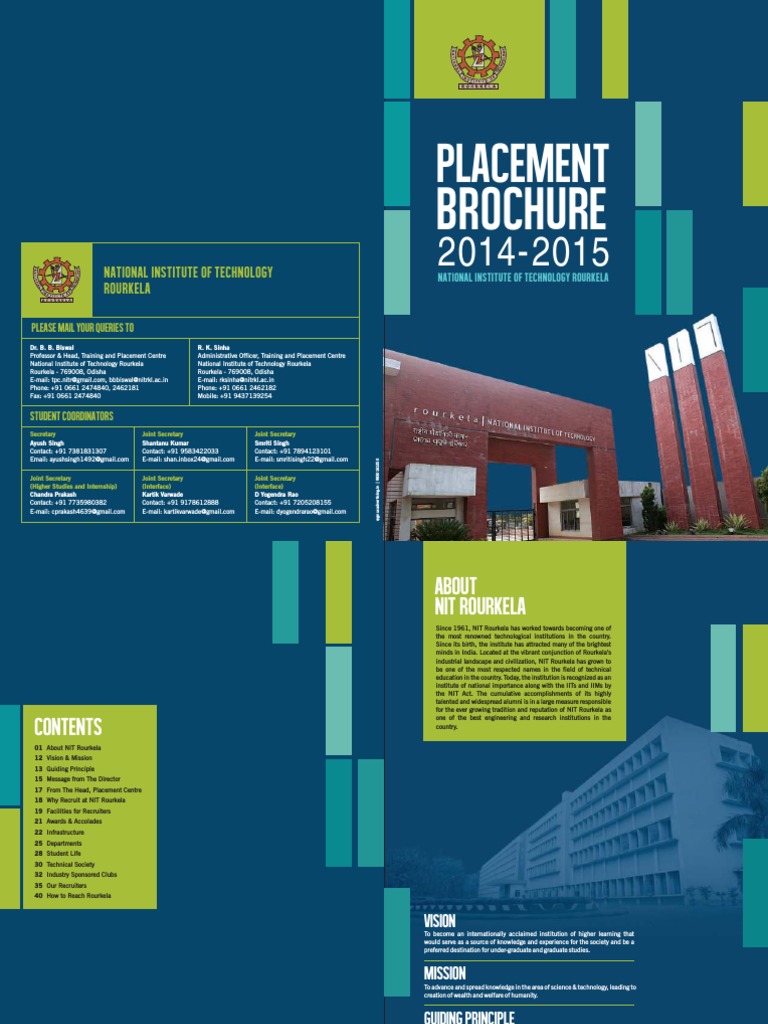 Placement Brochure NIT Rourkela 2014-15 | PDF | Science And Technology ...