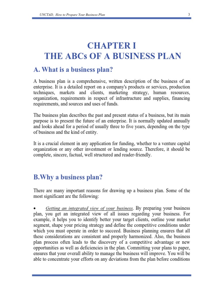 discuss chapters of a business plan