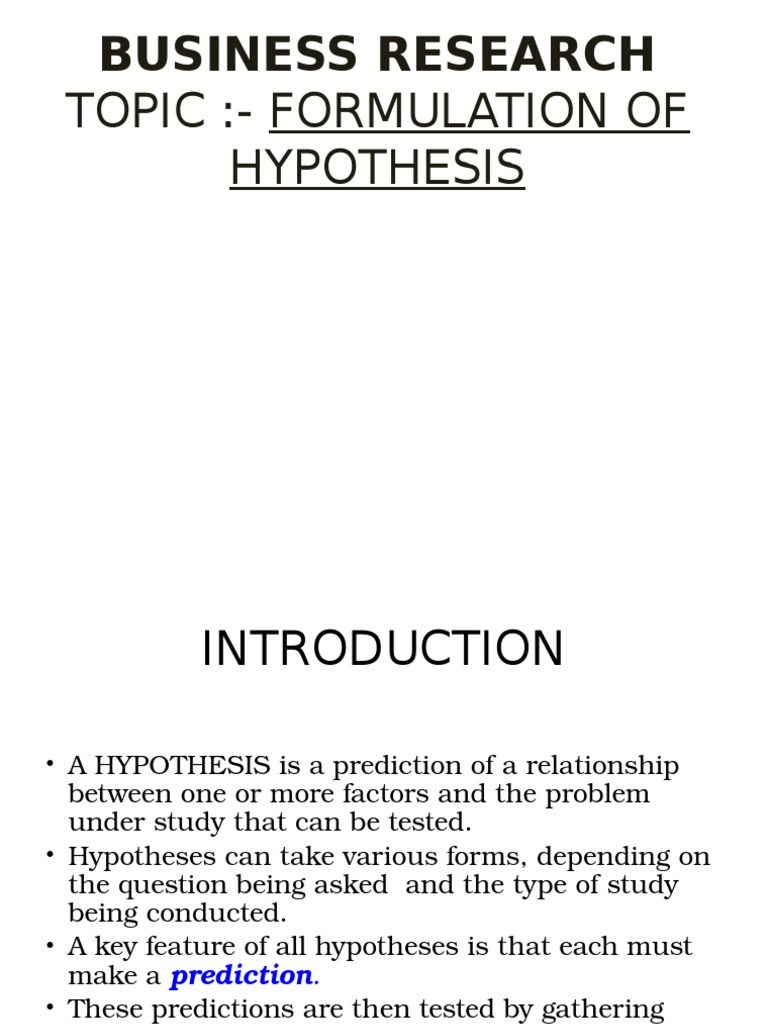 formulation of hypothesis wikipedia