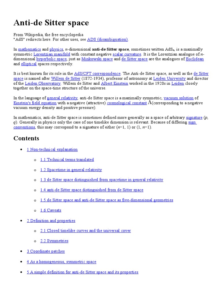 Anti de Sitter Space Wiki General Relativity Spacetime Free 30