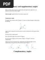 Complementary and Supplementary Angles