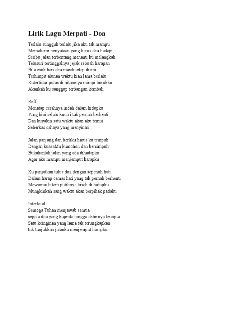 Lirik Lagu Merpati Pdf