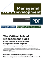 Managerial Skills Development: Nsu Emba HRM 631 Spring 2015, Friday 23, January 15