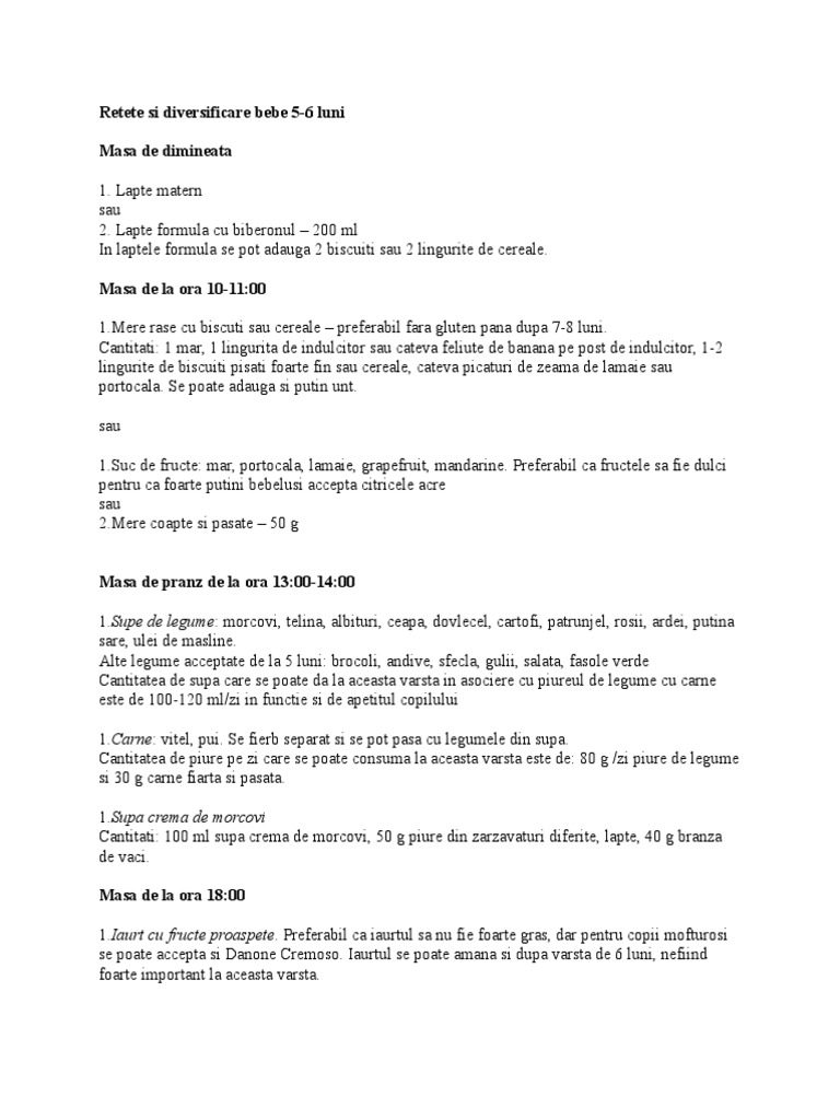 Baston Recurs Responsabilitate Meniu Diversificare Bebe 5 Luni Jalpal Net