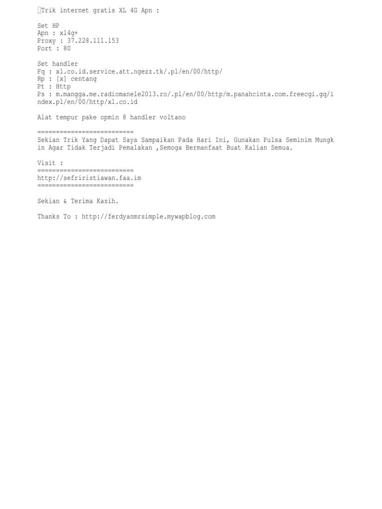 Trik Internet Gratis XL 4G Apn PDF Bisnis Komputer