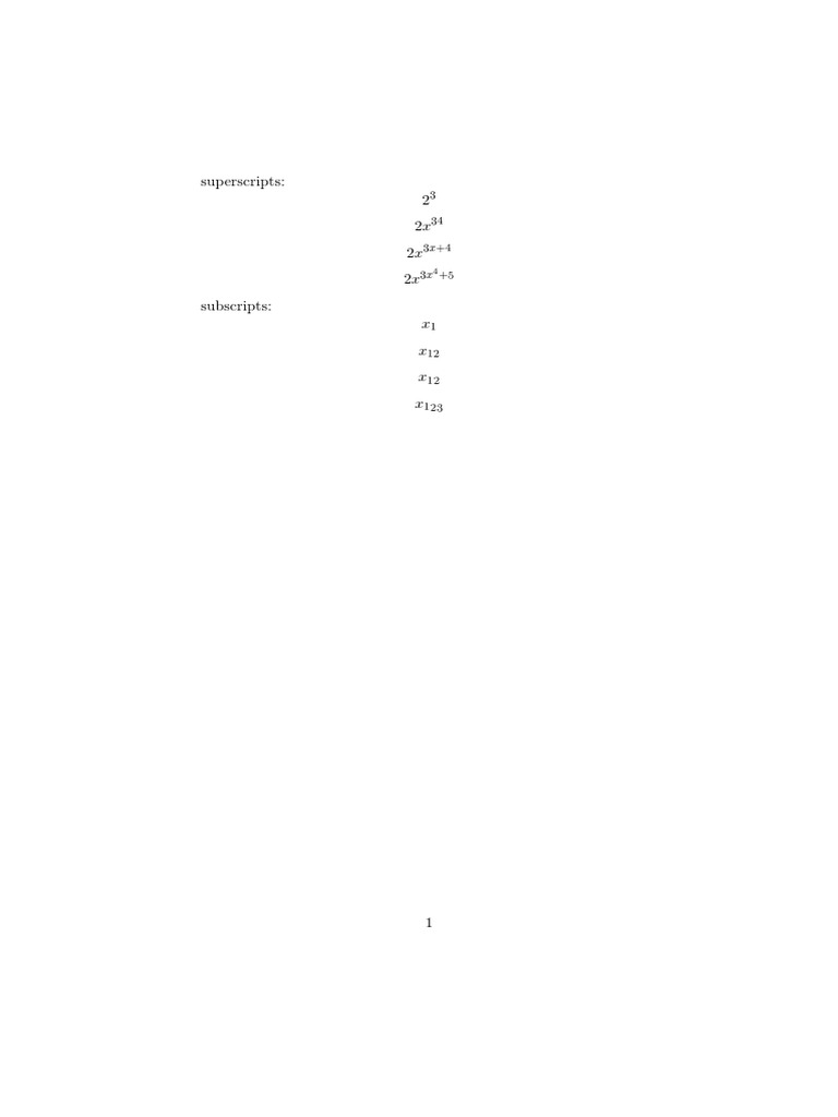 Superscripts: 2 2x 2x 2x Subscripts: X X X X | PDF