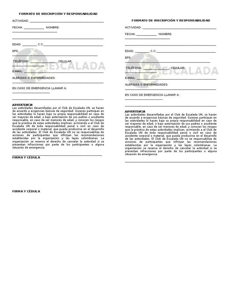 Formato Exoneracion de Responsabilidad