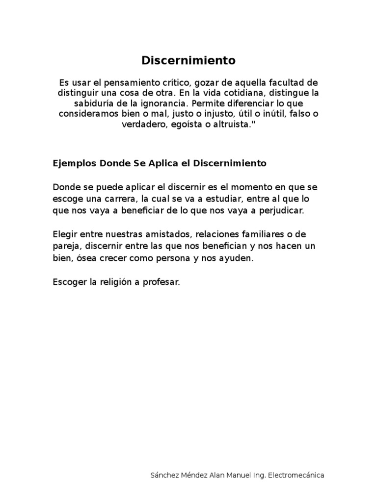 Discernimiento | PDF | Crecimiento personal y profesional | Relaciones ...
