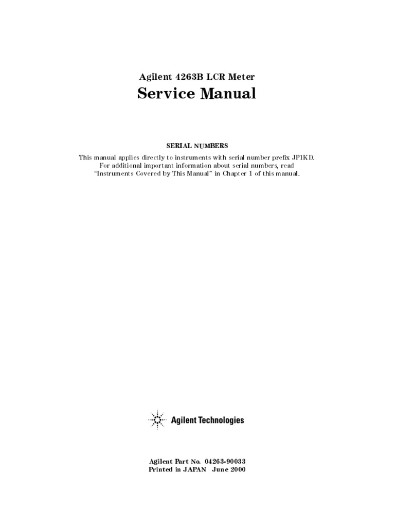 Agilent 4263B LCR Meter PDF Electrical Connector Equipment