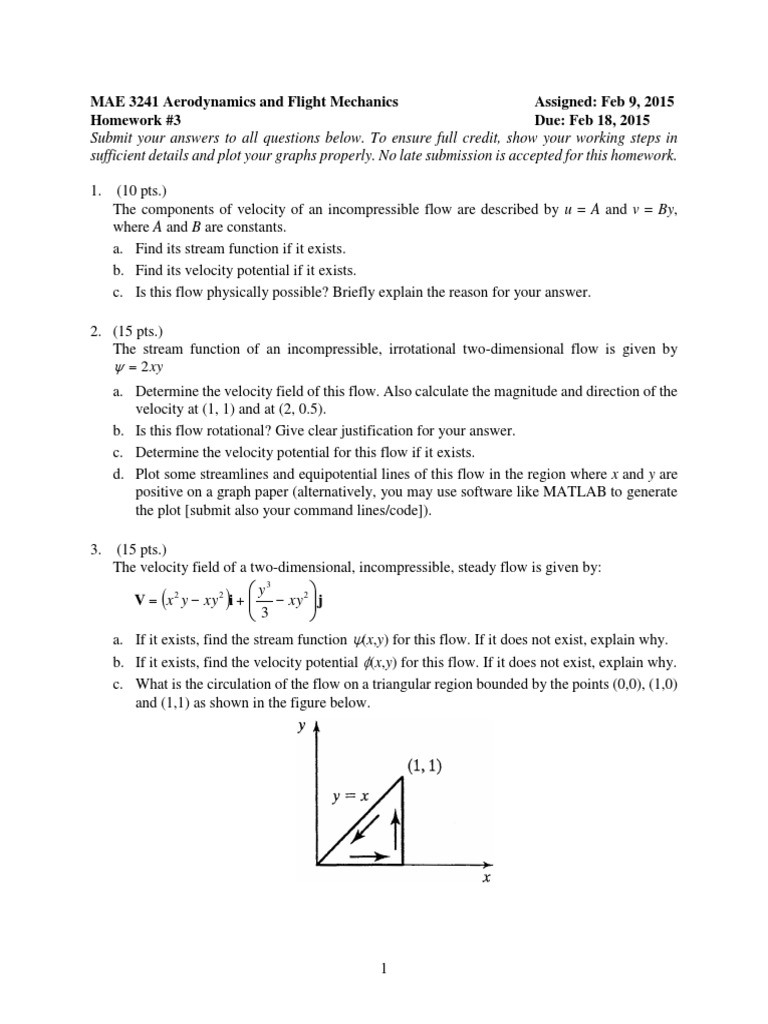Aerodynamics Homework #3 Assignments | PDF | Fluid Dynamics | Pressure
