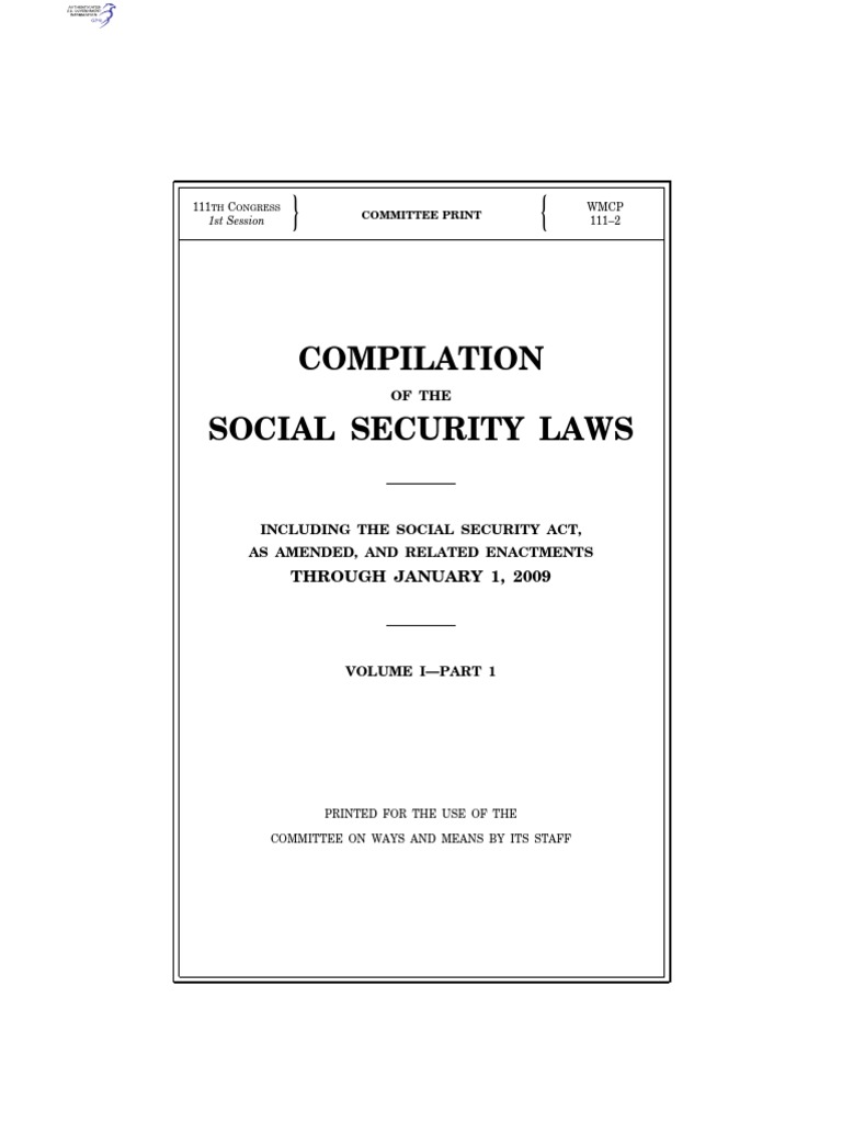 Compilation Social Security Laws United States Department Of Health