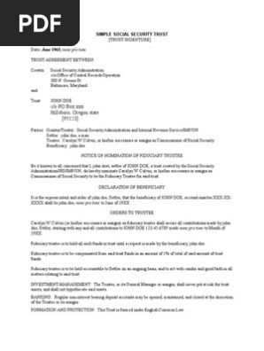Example Simple Social Security Trust