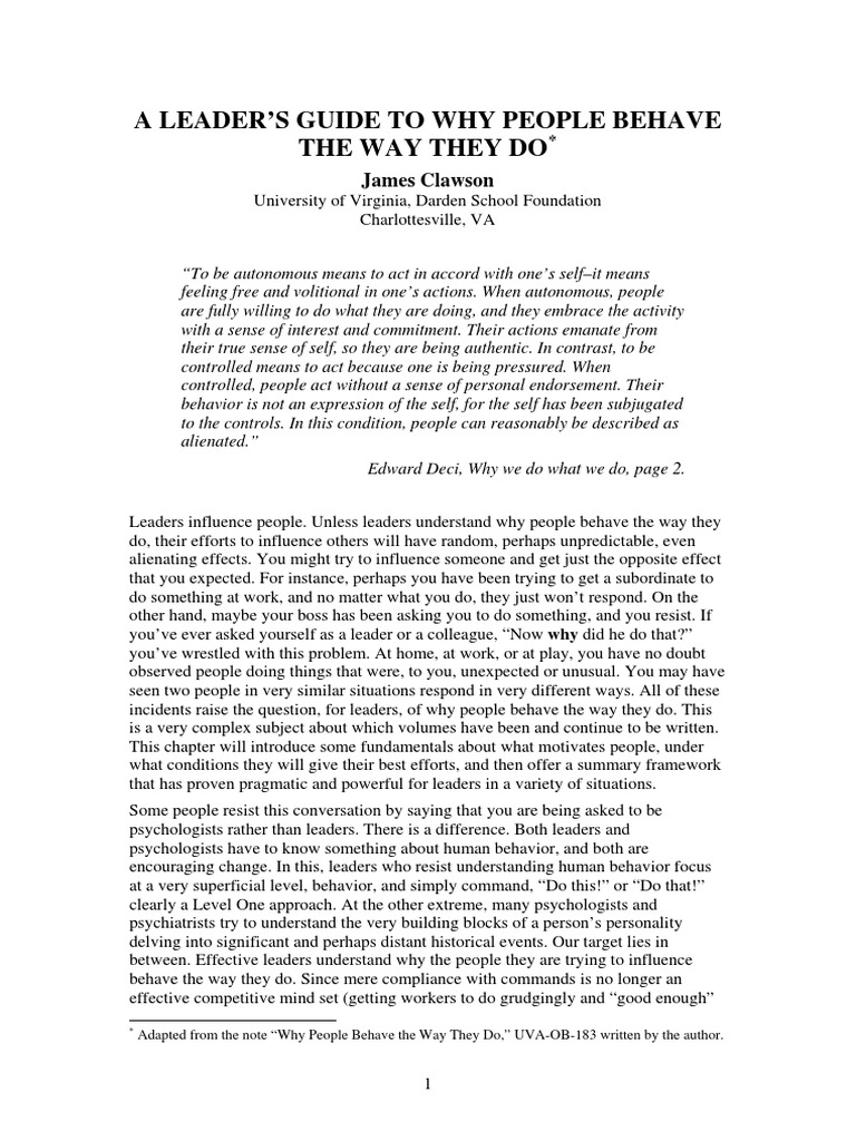 Read 01 - Darden Why People Behave The Way They Do | PDF | Meme ...