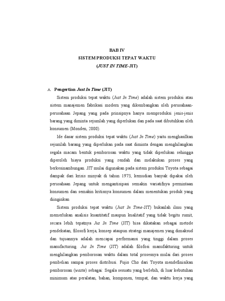 Sistem Produksi Just In Time (JIT) | PDF