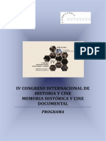 Programa IV Congreso Internacional de Historia y Cine