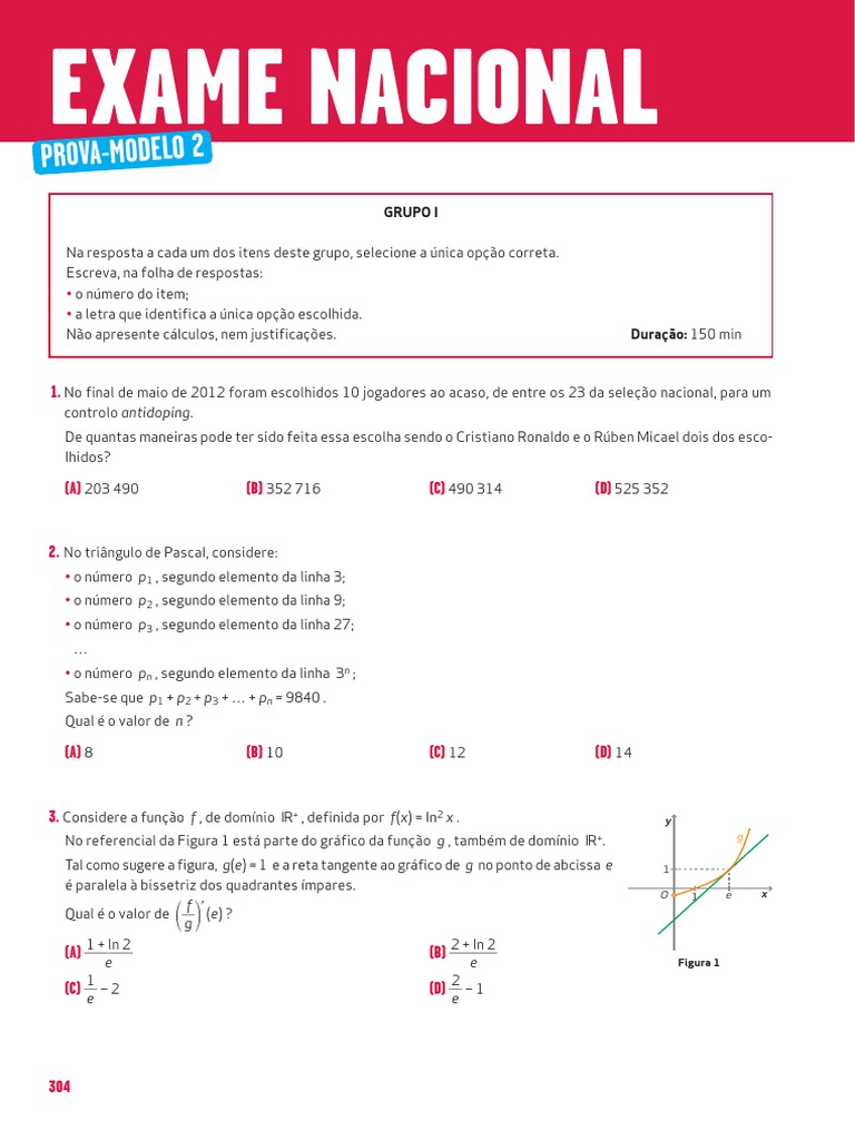 Preparar o Exame Nacional Matematica 12 Ano Prova.modelo Número