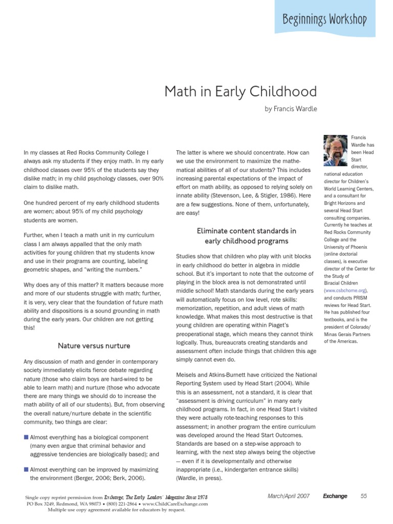 math in early childhood | Early Childhood Education | Childhood