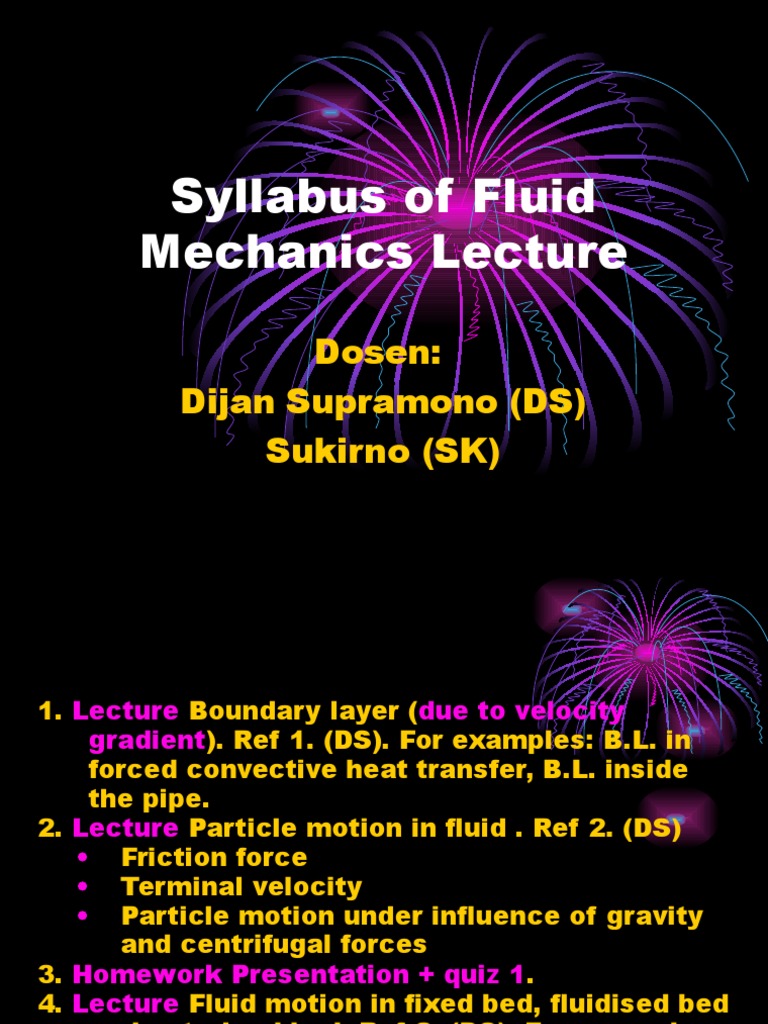 Fluid Mechanics Lecture Syllabus | PDF | Fluid Mechanics | Viscosity