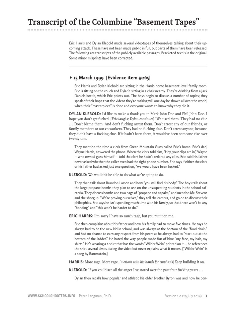 Columbine Basement Tapes 1.0 PDF